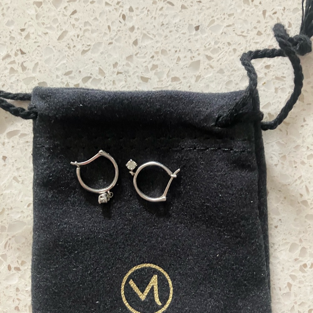 Mejuri small white topaz and white gold vermeil hoops